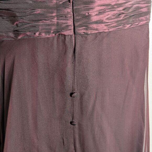 Rickie Freeman Teri Jon Plum Aubergine Silk Pleated One Shoulder Gown Dress 6 - Picture 10 of 13